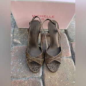 Michelle D Bronze Animal Print High Heels